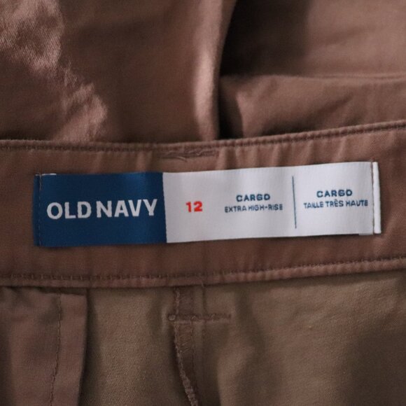 Old Navy Satin Extra High Rise Sz 12 Wide Leg Cargo Utility Barrel Pull On Pants - Picture 12 of 14